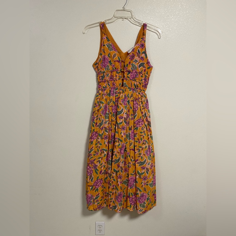 Caroline Constas Dress Women’s Size Small Orange Floral print  Midi Dress NWT